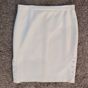 ANN TAYLOR NEW Ivory Straight Pencil Skirt Pearl Button Size 12 Career NWT
